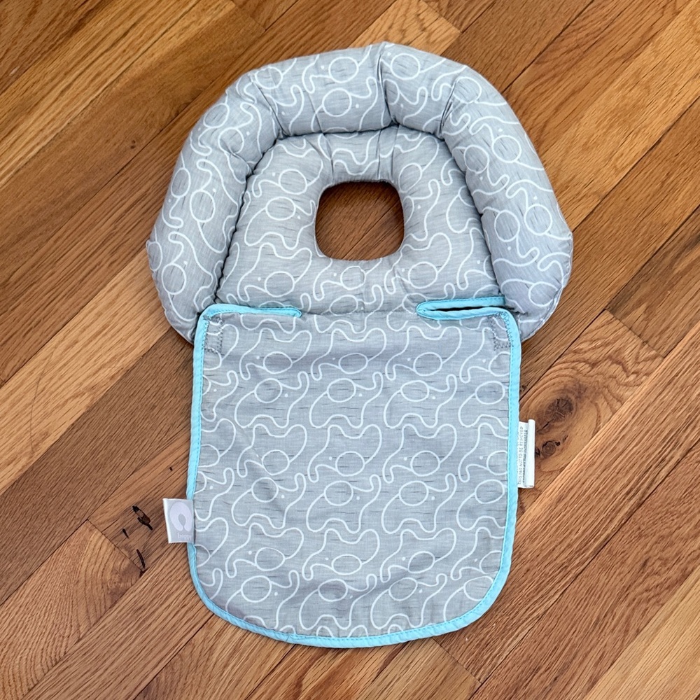 Boppy Grey Neck Pillow Bib with Aqua Trim